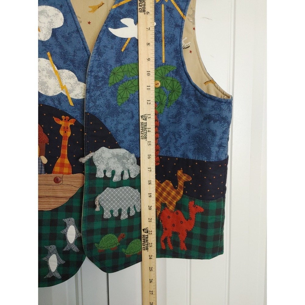 90s Handmade Appliqué Noah's Ark Detailed Quilted Vest M/L Teacher Whimsical - Picture 8 of 12